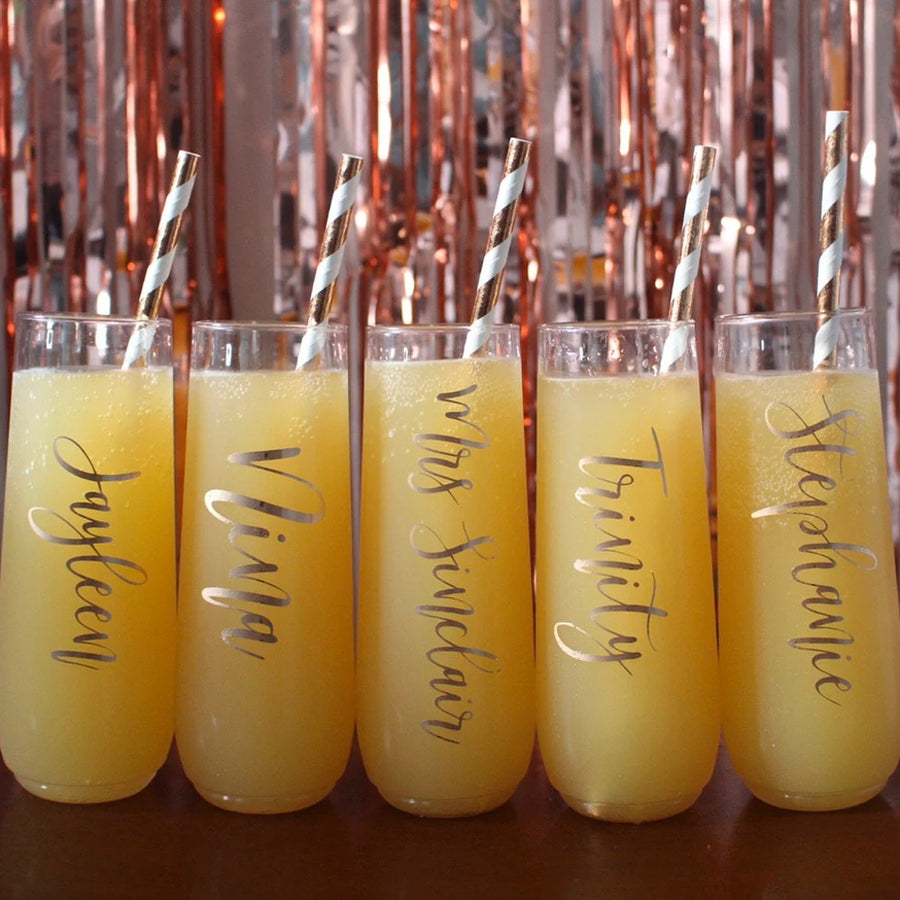 Personalized Plastic Stemless Champagne Flutes