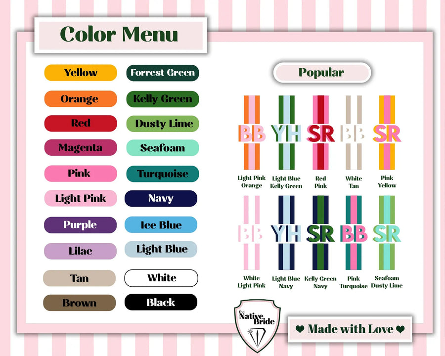 Personalized Shadow Monogram Vegan Leather Luggage Bag Tag in fun and colorful colors