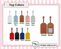 Personalized Shadow Monogram Vegan Leather Luggage Bag Tag in fun and colorful colors