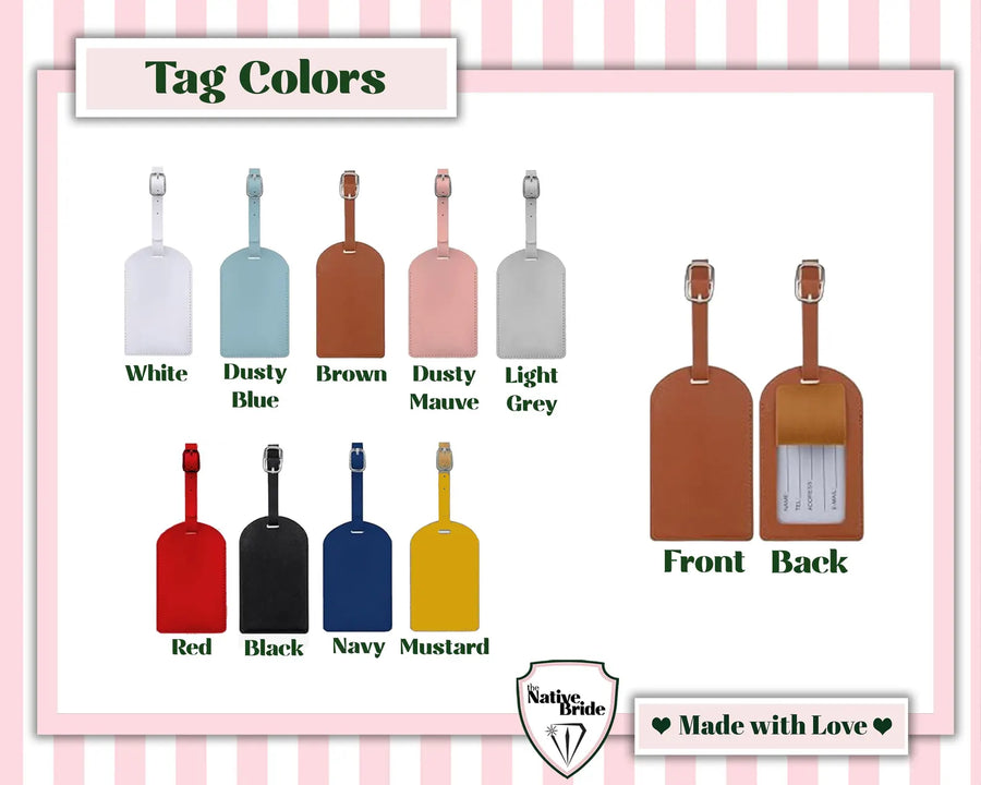Personalized Shadow Monogram Vegan Leather Luggage Bag Tag in fun and colorful colors