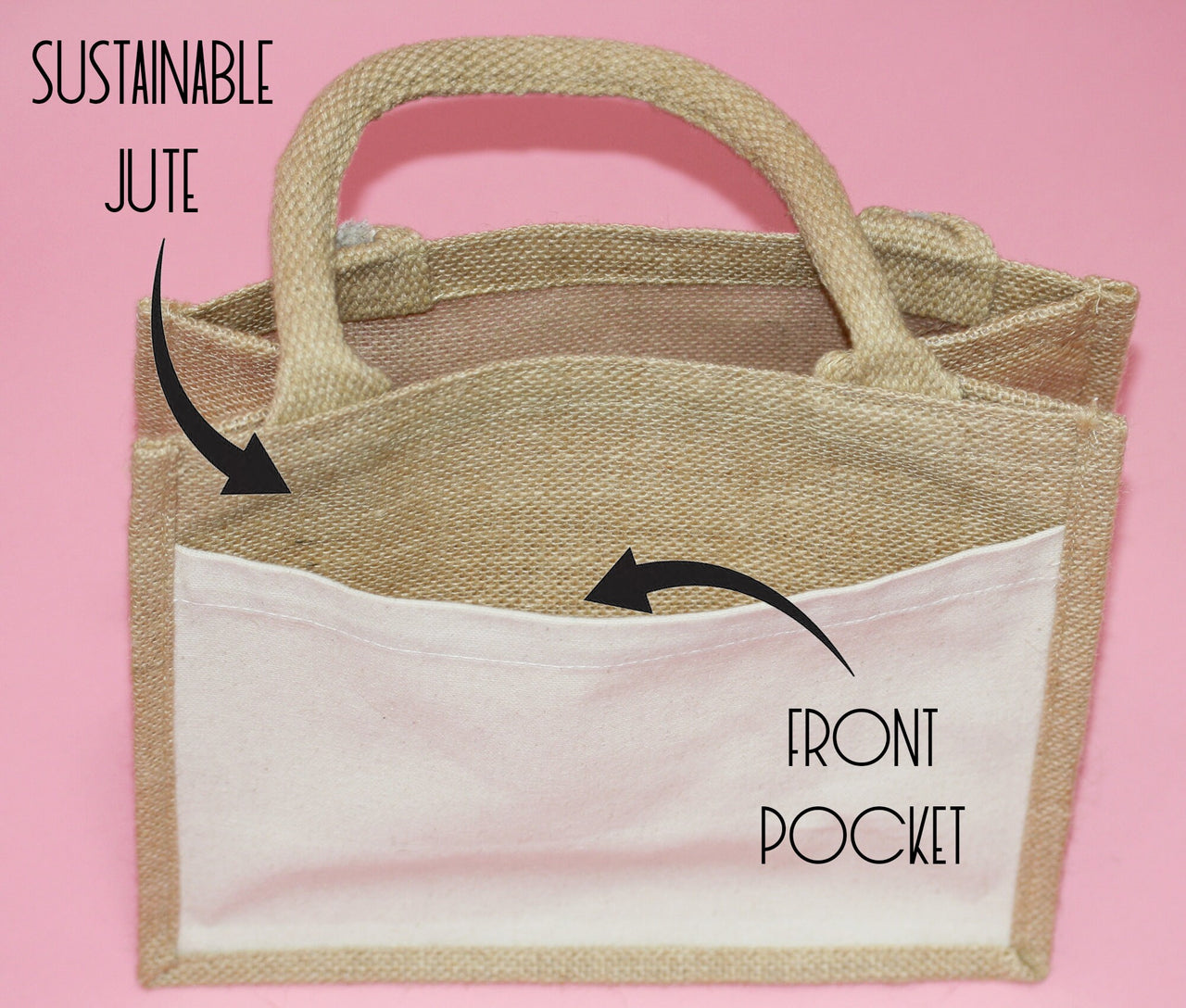 Personalized Jute Tote Bag with Name, Monogram Bridesmaid Gift, Custom Gift Bag, Bridesmaid Proposal Bag, Bridal Shower Favor, Wedding Tote