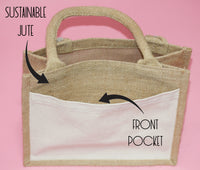 Personalized Jute Tote Bag with Name, Monogram Bridesmaid Gift, Custom Gift Bag, Bridesmaid Proposal Bag, Bridal Shower Favor, Wedding Tote