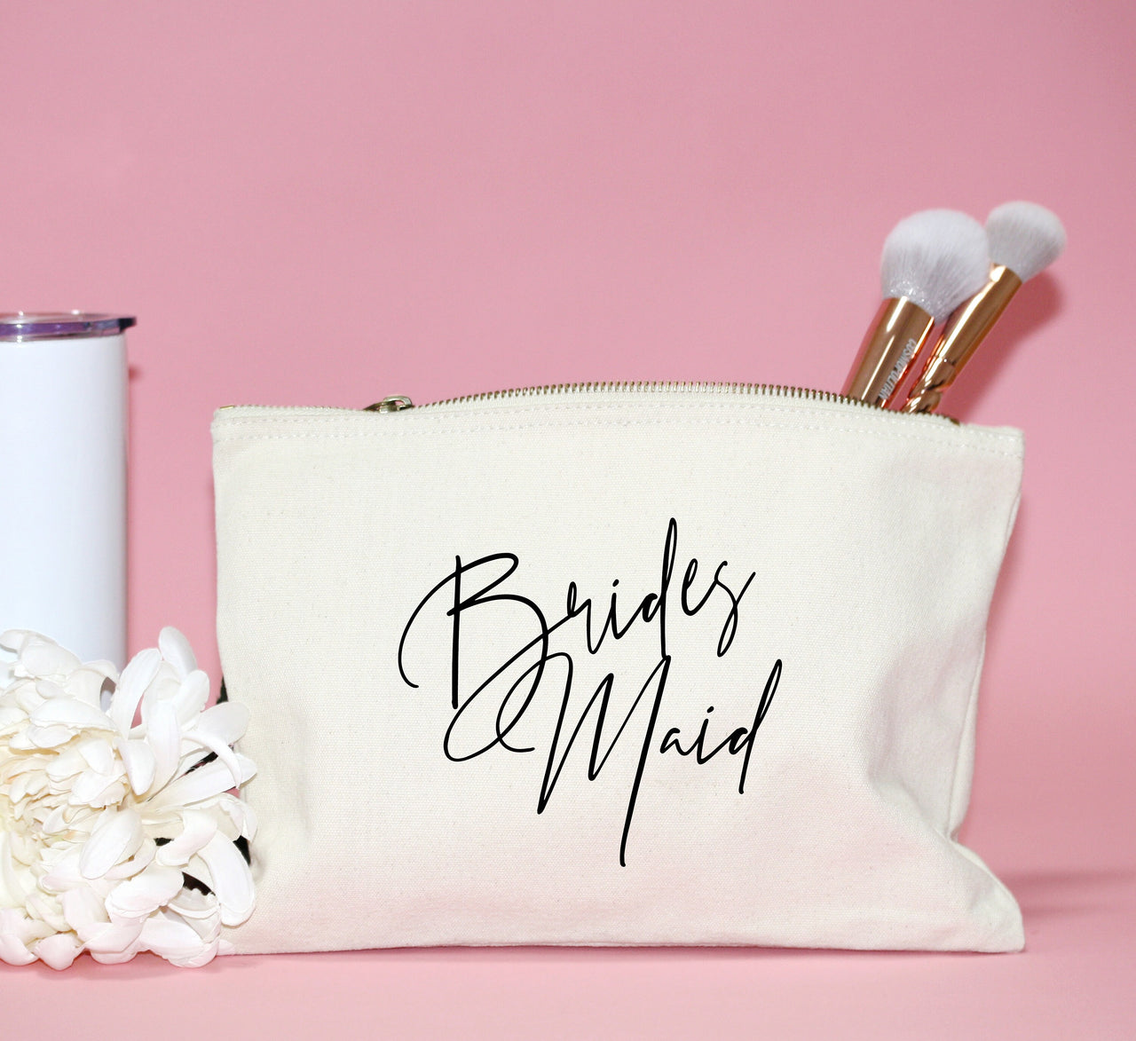 script bridesmaid makeup bag canvas personalized cosmetic bag for bride gift for bridal party mother of the bride groom maid of honor bag