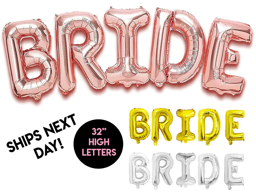 BRIDE Jumbo Foil Letter Balloon Banner for wedding morning
