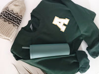 Varsity Letter Patch Crewneck Sweatshirt, Single Initial Monogrammed Chenille Applique Sweatshirt, Bridesmaid Bachelorette gifts 90s Y2K