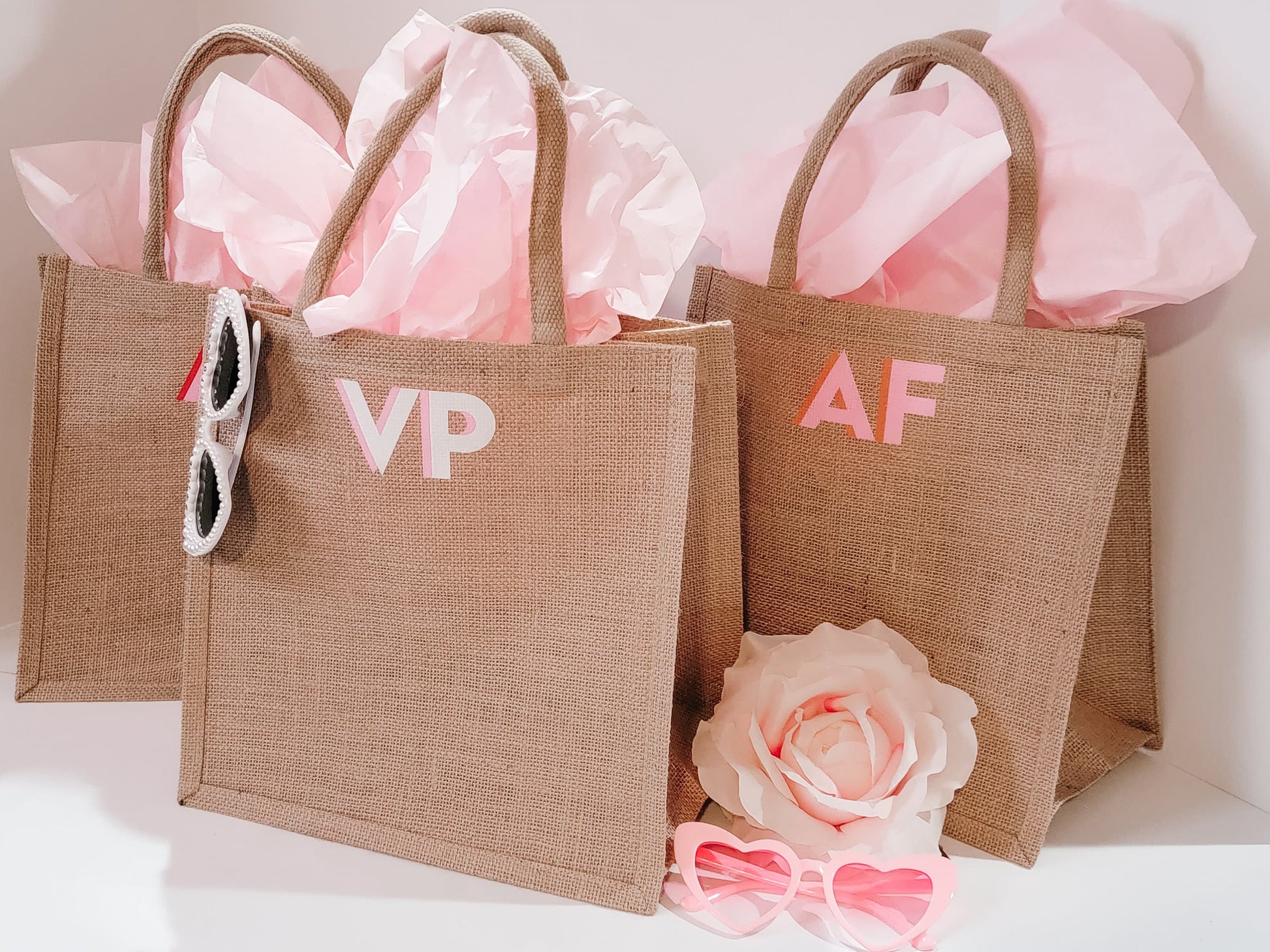 Shadow Monogram Jute Tote Bag