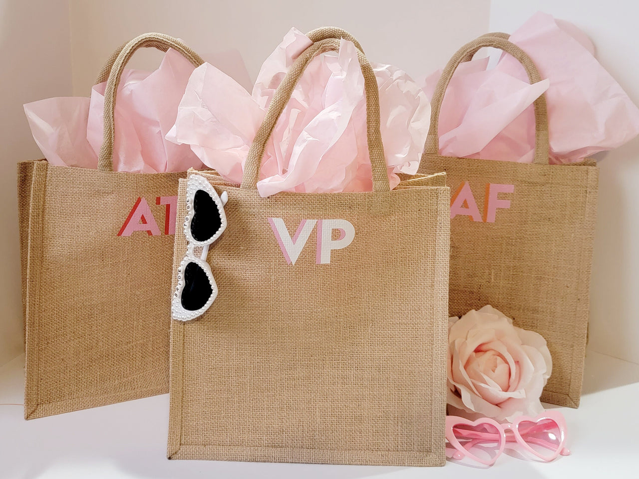 Shadow Monogram Jute Tote Bag