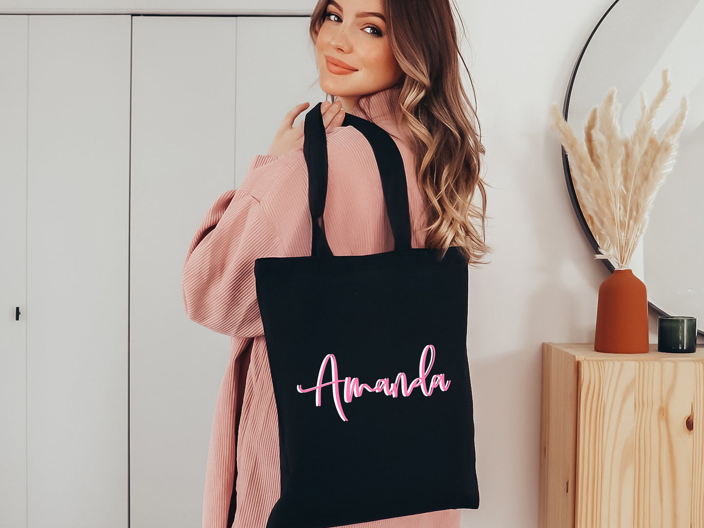 Personalized Name Tote Bag with Colorful Shadow Monogram 90's style