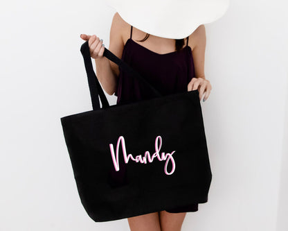 Personalized Name Tote Bag with Colorful Shadow Monogram 90's style