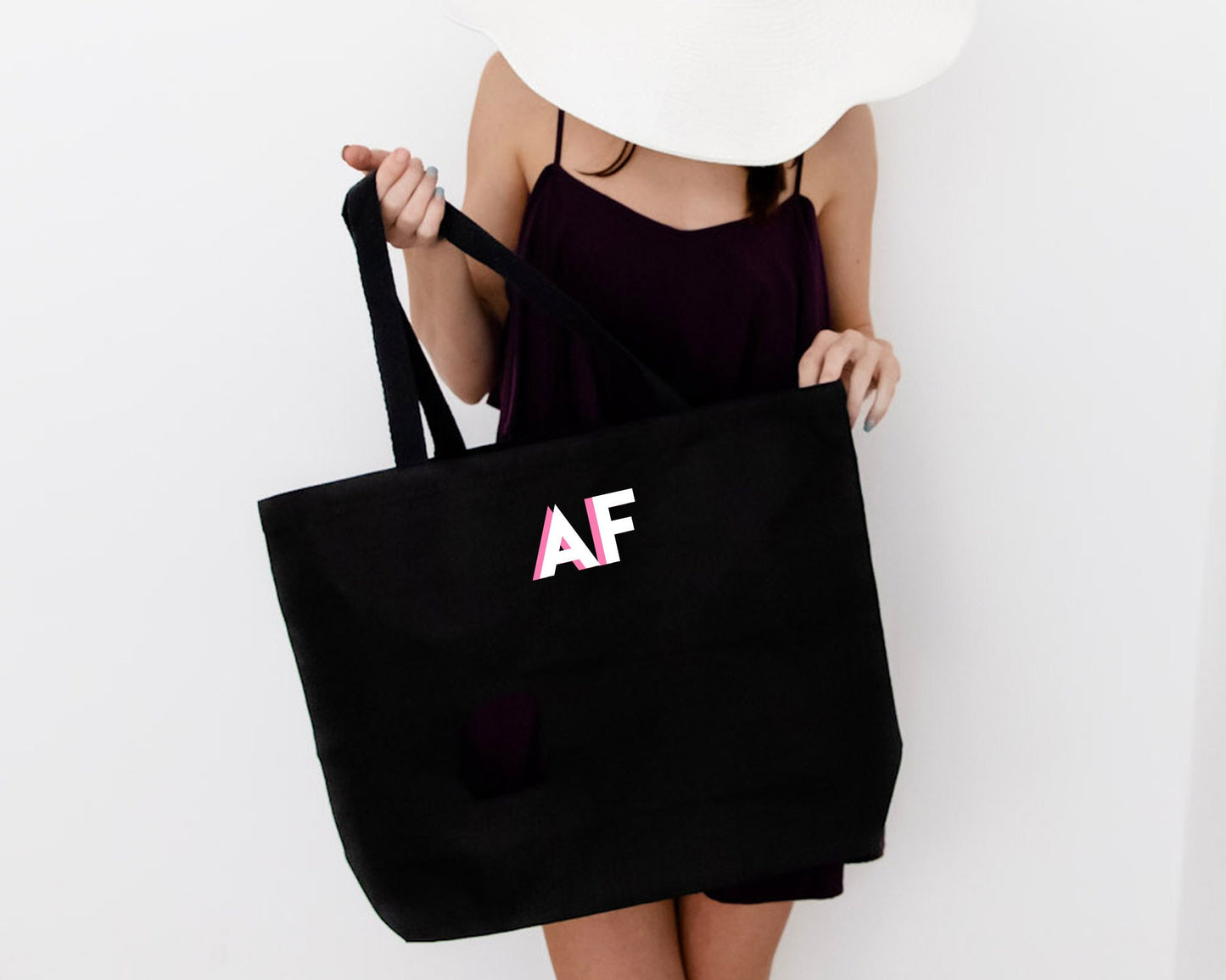 Personalized Initials Tote Bag with Colorful Shadow Monogram 90's style