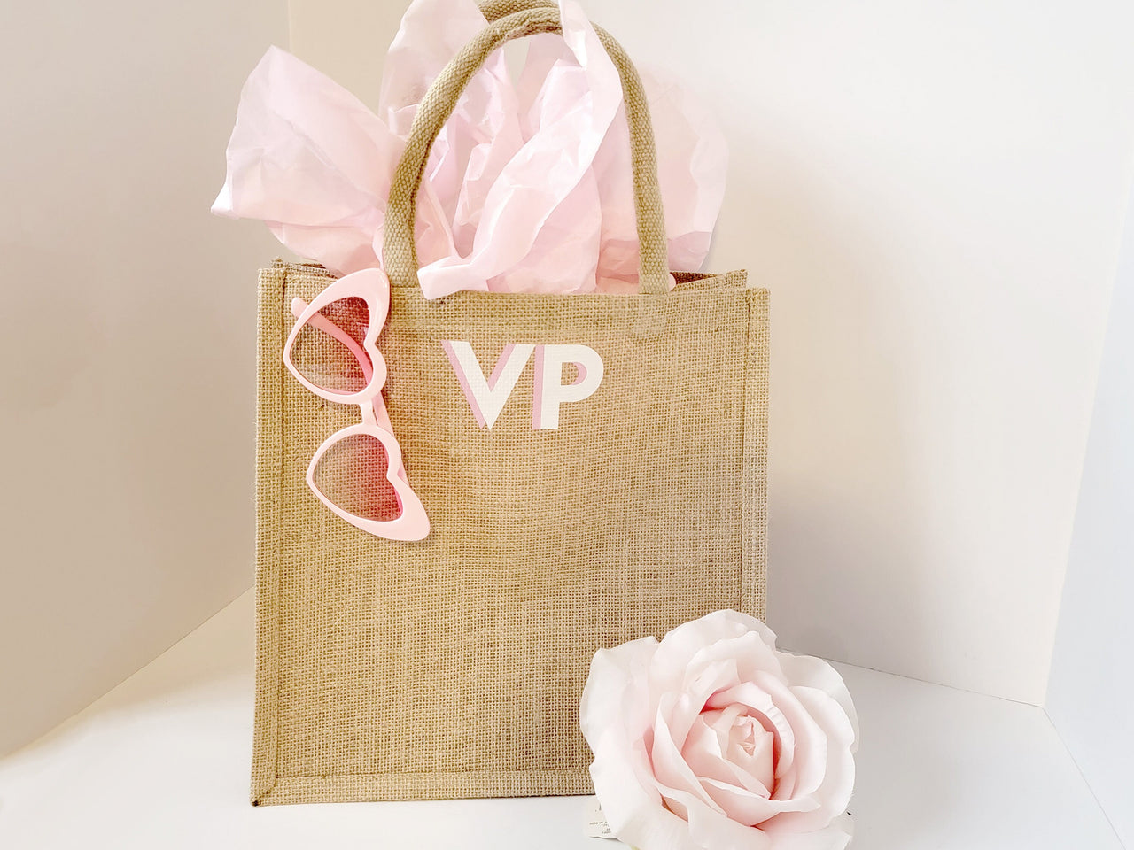 Shadow Monogram Jute Tote Bag