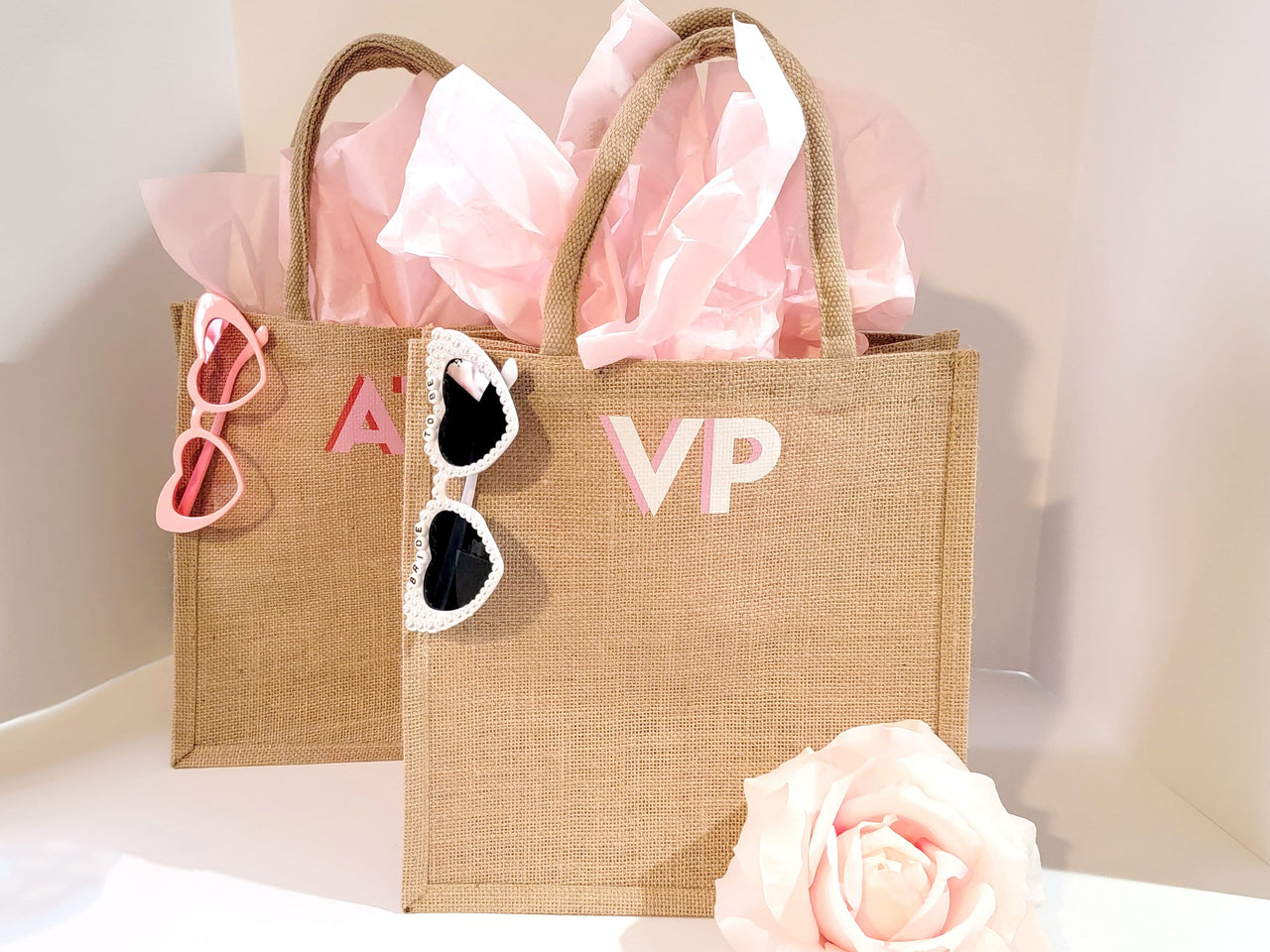 Shadow Monogram Jute Tote Bag