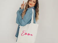 Thumbnail for Personalized Name Tote Bag with Colorful Shadow Monogram 90's style