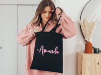 Thumbnail for Personalized Name Tote Bag with Colorful Shadow Monogram 90's style