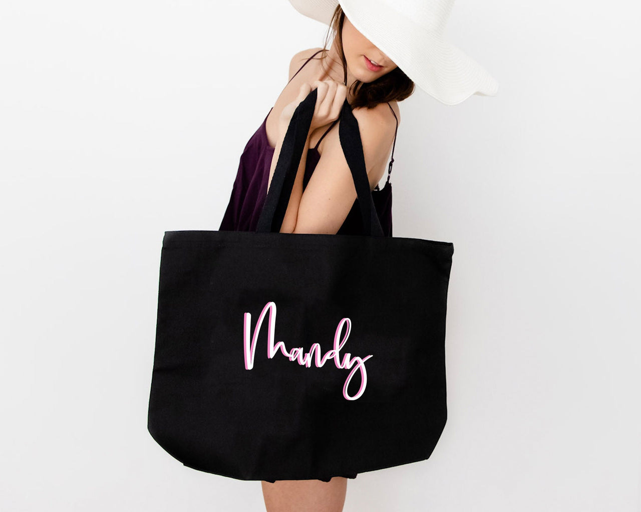 Personalized Name Tote Bag with Colorful Shadow Monogram 90's style