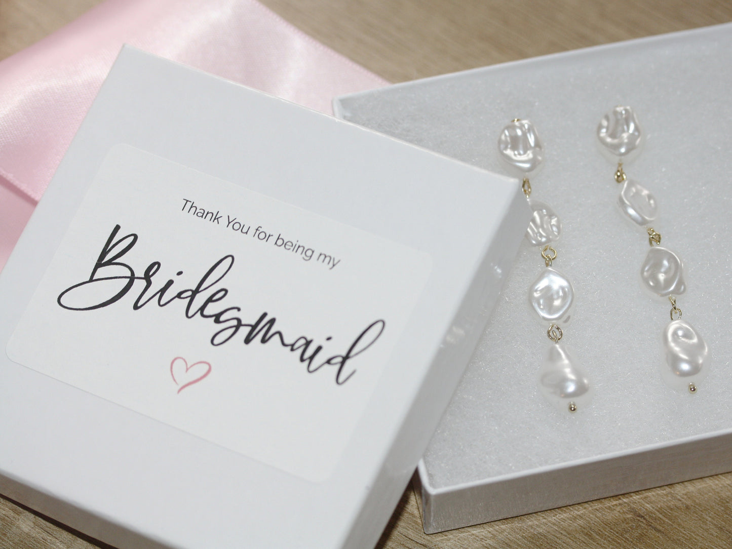 Pearl Drop Earrings with custom gift box, Bridal Pearl Earrings, Bridesmaid Proposal Gift, Bridesmaid Earrings for Bridal Party