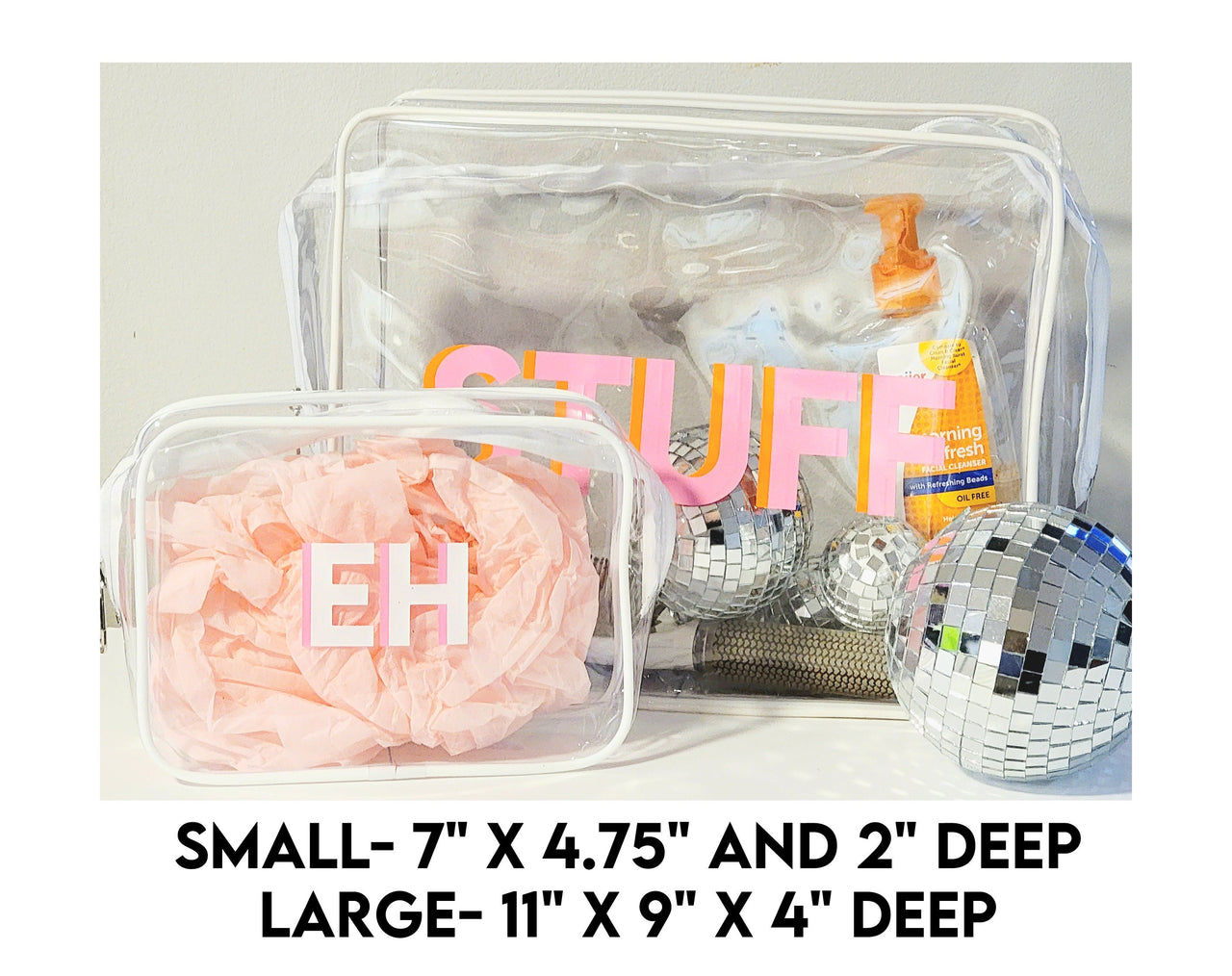 Personalized Showgirl Pouch, TSA Approved Clear Toiletry Bag, Monogram Gift, Life of a Bridesmaid bag, Party Favor, Vacation Gifts