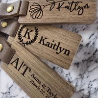 Thumbnail for Engraved Wooden Keychains | Boho Rustic Gift | Bridesmaid Gifts | Bridal Shower Gift | Personalized Key Rings | Christmas Gift for him + Her