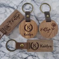 Thumbnail for Engraved Wooden Keychains | Boho Rustic Gift | Bridesmaid Gifts | Bridal Shower Gift | Personalized Key Rings | Christmas Gift for him + Her