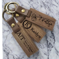 Thumbnail for Engraved Wooden Keychains | Boho Rustic Gift | Bridesmaid Gifts | Bridal Shower Gift | Personalized Key Rings | Christmas Gift for him + Her