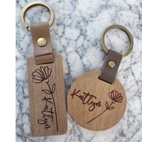 Thumbnail for Engraved Wooden Keychains | Boho Rustic Gift | Bridesmaid Gifts | Bridal Shower Gift | Personalized Key Rings | Christmas Gift for him + Her