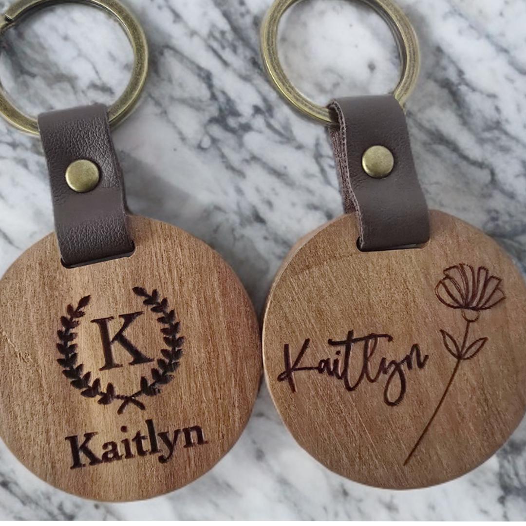Engraved Wooden Keychains | Boho Rustic Gift | Bridesmaid Gifts | Bridal Shower Gift | Personalized Key Rings | Christmas Gift for him + Her