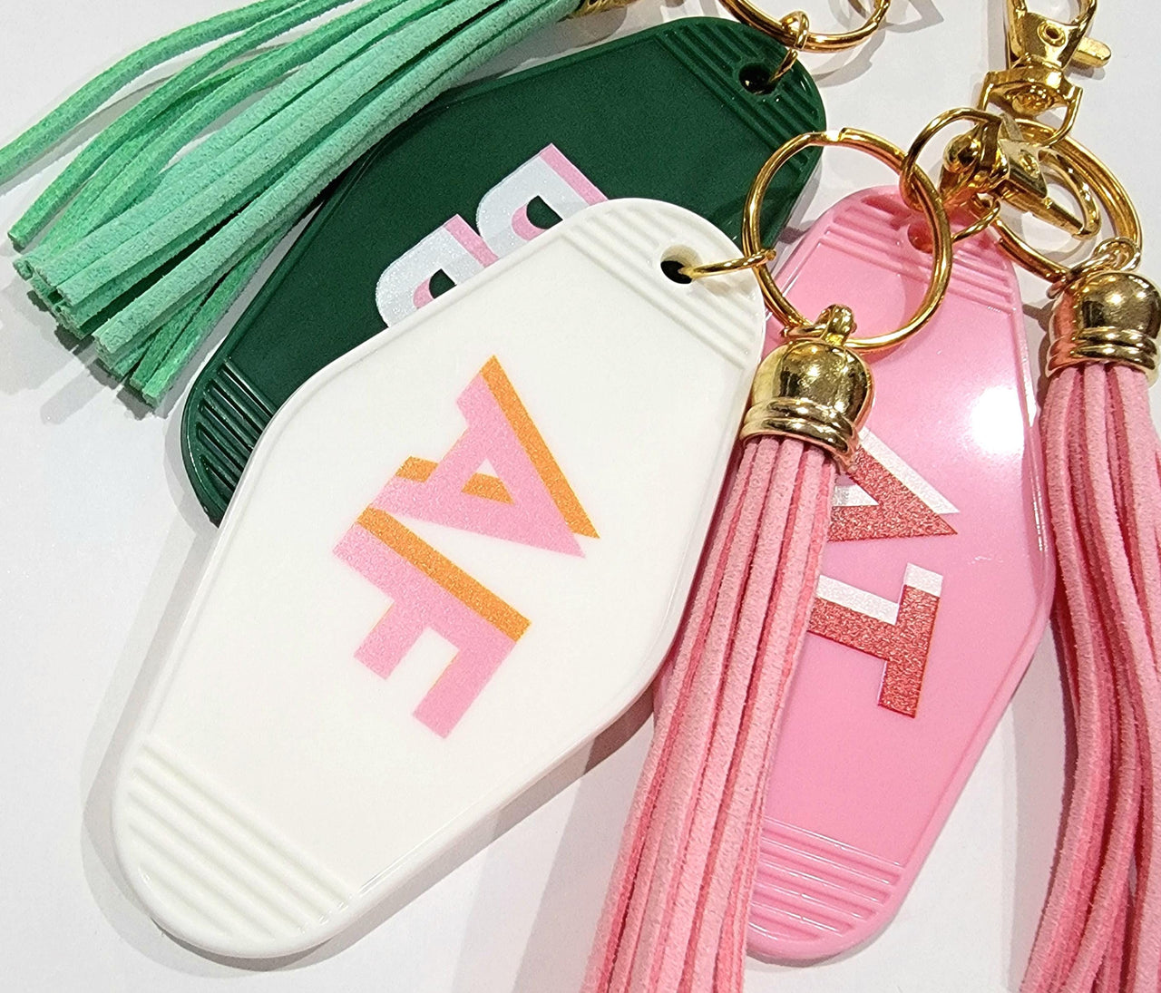 Personalized Shadow Monogram Retro Motel Keychain, Custom Key ring, Bridesmaid Gift, Bridal shower favors, Preppy country club pool party