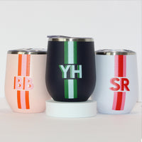 Thumbnail for Shadow Monogram Tumbler with lid and straw, Block shadow with stripe, Stemless Wine Tumbler, Colorful Unique Preppy Y2k Gift