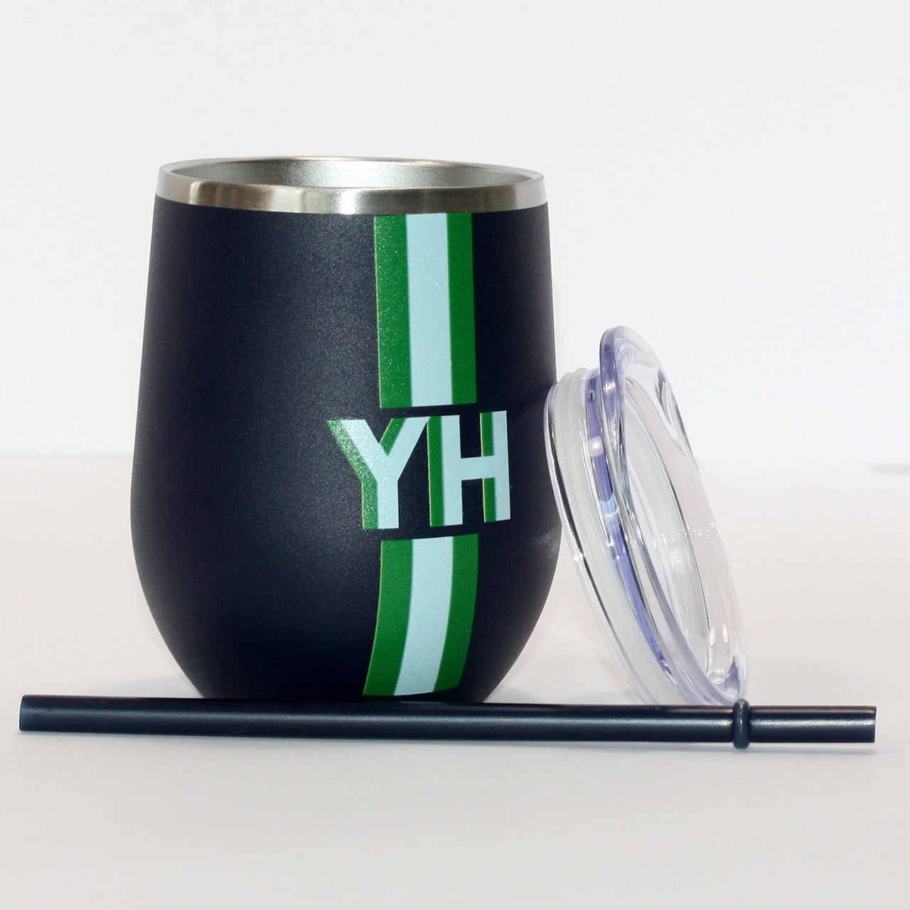 Shadow Monogram Tumbler with lid and straw, Block shadow with stripe, Stemless Wine Tumbler, Colorful Unique Preppy Y2k Gift