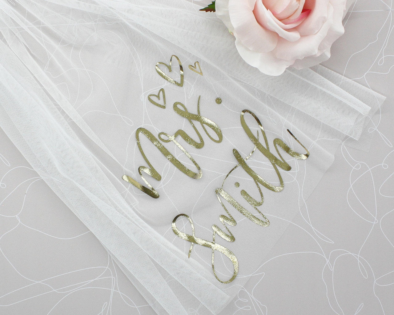 Personalized veil for Bachelorette party, short veil for future mrs, bride to be accessories, new last name, Southern Bell, Retro Glam