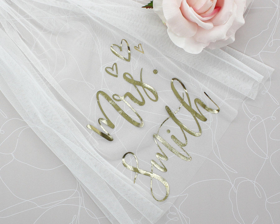 Personalized veil for Bachelorette party, short veil for future mrs, bride to be accessories, new last name, Southern Bell, Retro Glam