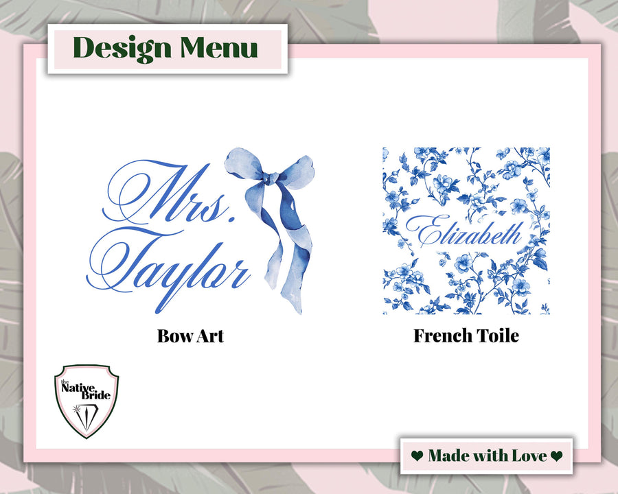 Personalized coquette bow ring rish for bachelorette weekend