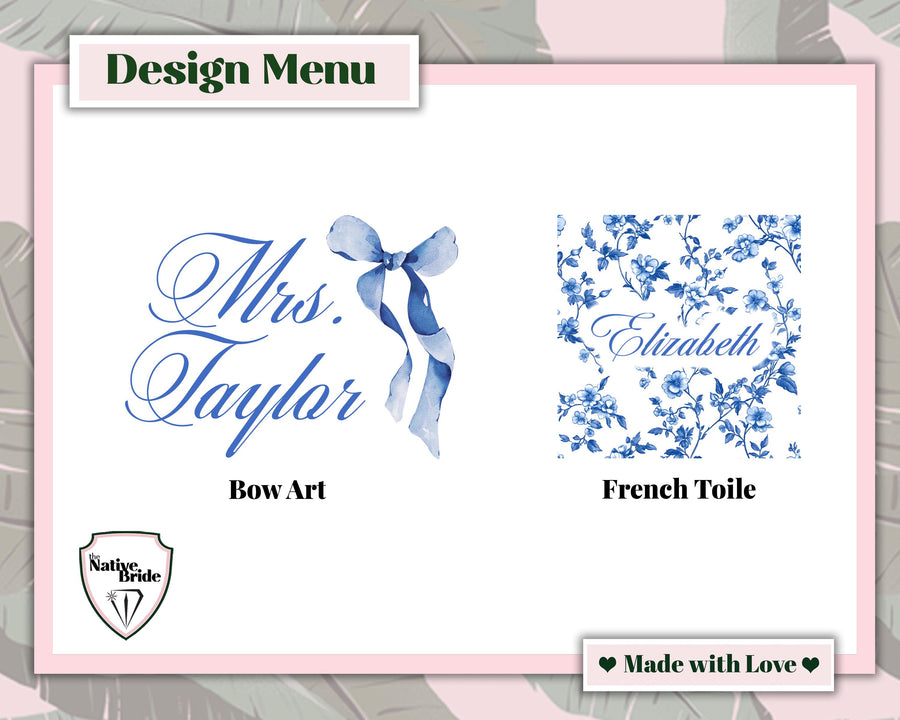 Personalized coquette bow compact mirror, french toile print custom pocket mirror, something blue, Bridesmaid Gifts, bridal shower gift