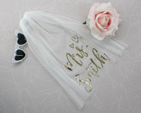 Thumbnail for Personalized veil for Bachelorette party, short veil for future mrs, bride to be accessories, new last name, Southern Bell, Retro Glam
