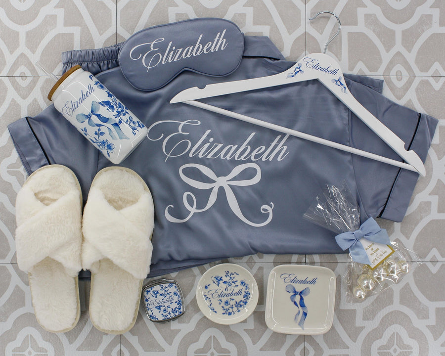 Personalized coquette bow ring rish for wedding morning