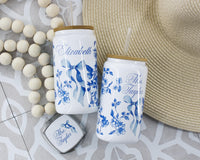 Thumbnail for Personalized Coquette Glass Ice Coffee Cup, French Toile with Bow tumbler, Something Blue for Bride and Bridesmaids Gifts, Unique Proposal