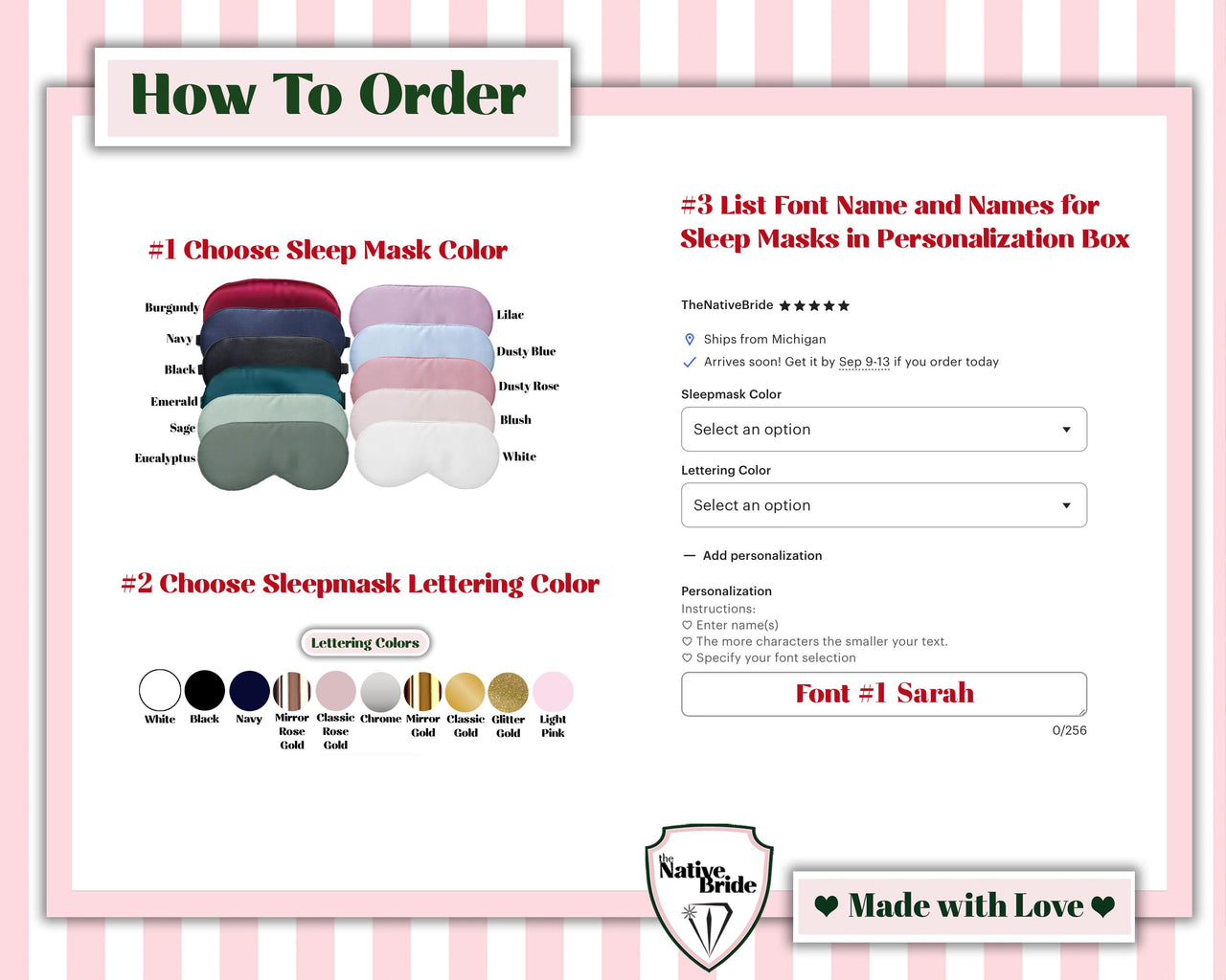 Girls Gone Mild Bachelorette Party Sleepover Gift Set with Personalized Sleep Mask, To Have and To Hold Clip Set and White Diamond Straw