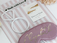 Thumbnail for Girls Gone Mild Bachelorette Party Sleepover Gift Set with Personalized Sleep Mask, To Have and To Hold Clip Set and White Diamond Straw