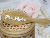 Thumbnail for Personalized bamboo hair brush with laser cut Acrylic 3D name, Custom eco-friendly hairbrush Bridal shower Gift or Bachelorette Party Favor