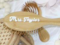 Thumbnail for Personalized bamboo hair brush with laser cut Acrylic 3D name, Custom eco-friendly hairbrush Bridal shower Gift or Bachelorette Party Favor