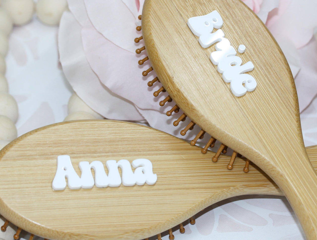 Personalized Bamboo Hair Brush with 3D laser cut Name