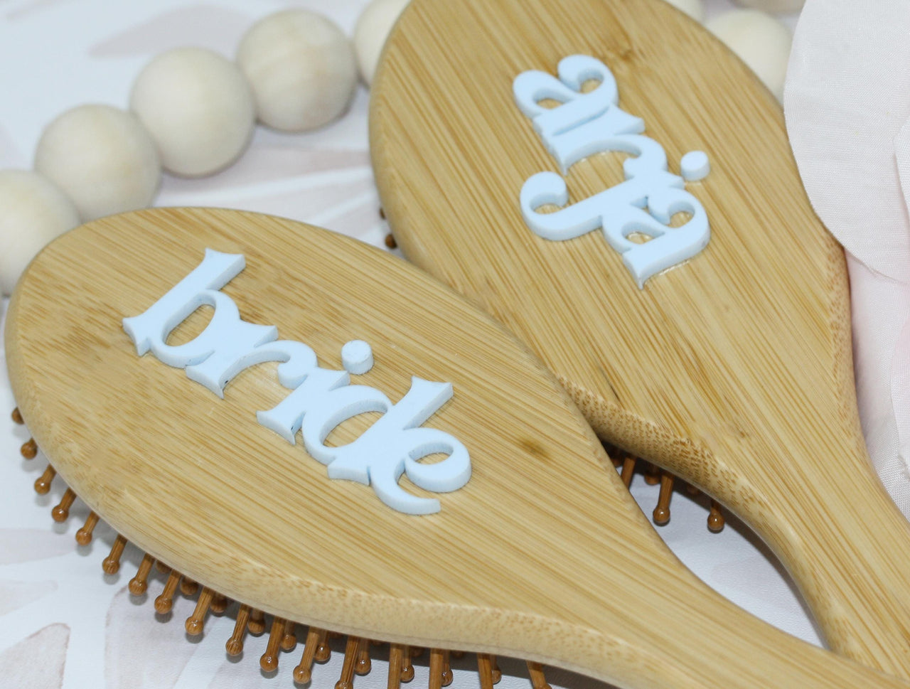 Personalized bamboo hair brush with laser cut Acrylic 3D name, Custom eco-friendly hairbrush Bridal shower Gift or Bachelorette Party Favor