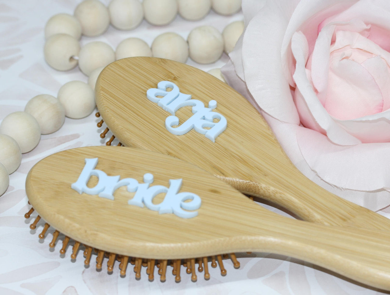 Personalized Bamboo Hair Brush with 3D laser cut Name