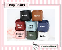 Vegan Leather Catch all Cup with Personalized Shadow Monogram Patch