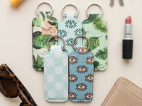 Thumbnail for Lip Balm Holder Keychain and Wristlet in Tropical, checkered and y2k smiley face Print Options