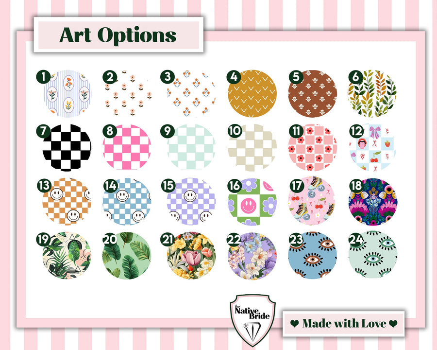 Lip Balm Holder Keychain and Wristlet Keychain in Tropical, checkered and y2k Print Options