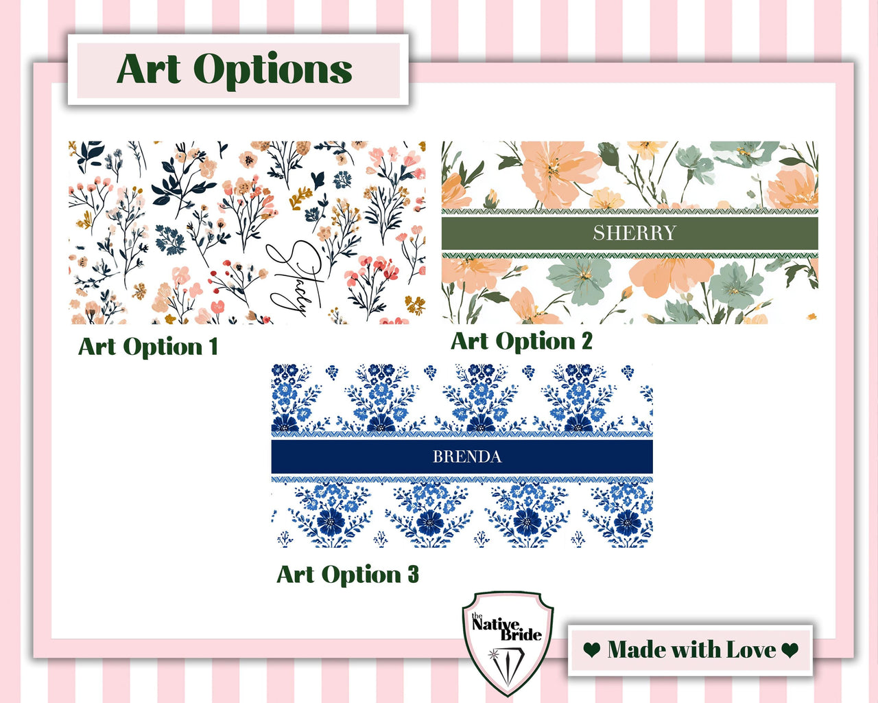 Personalized Glass Tumbler Cup in Folk Floral print and custom name