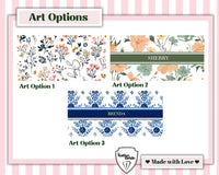 Thumbnail for Personalized Glass Tumbler Cup in Folk Floral print and custom name