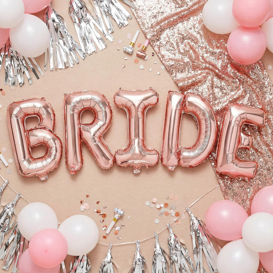 BRIDE Jumbo Foil Letter Balloon Banner for bridesmaid proposal