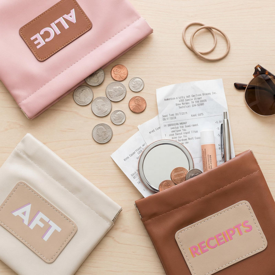 Personalized Vegan Leather Pouch with custom for honeymoon travel